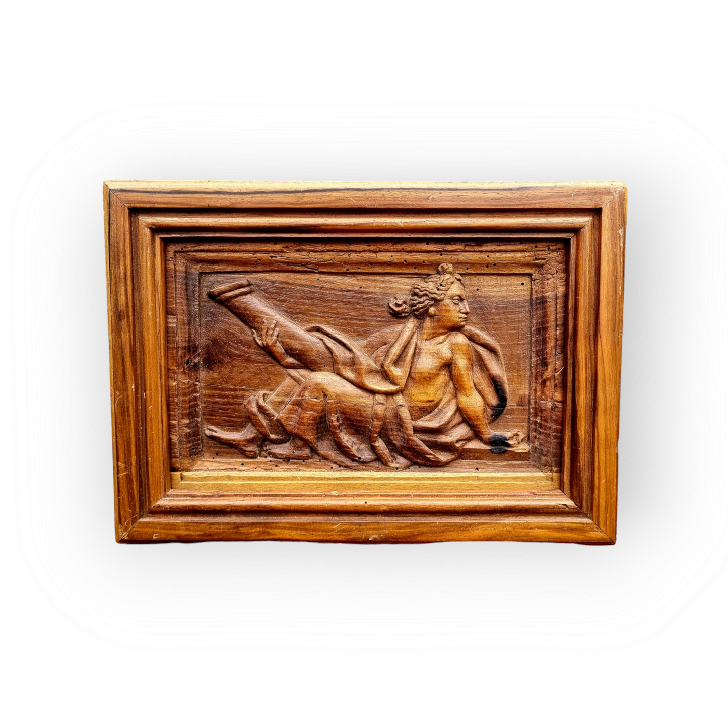 Early 18th Century Flemish Antique Carved Walnut Panel Depicting An Allegory of Fortitude