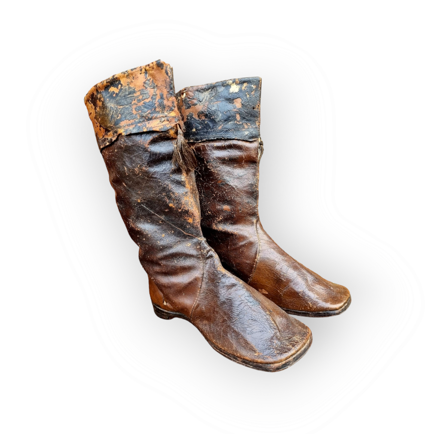 Rare Pair of Late 18th Century / Early 19th Century English Antique Child's Leather Boots