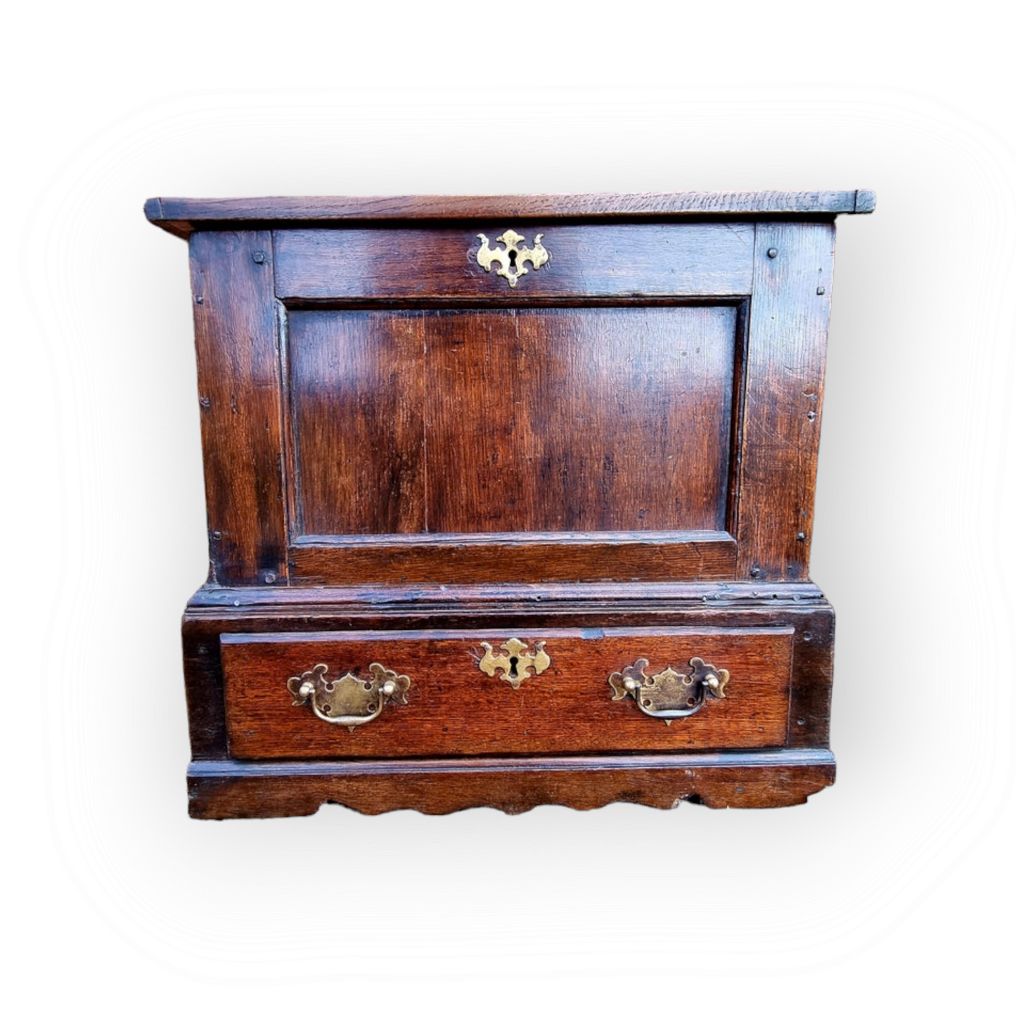 18th Century Welsh Antique Oak Coffer Bach or Small Chest