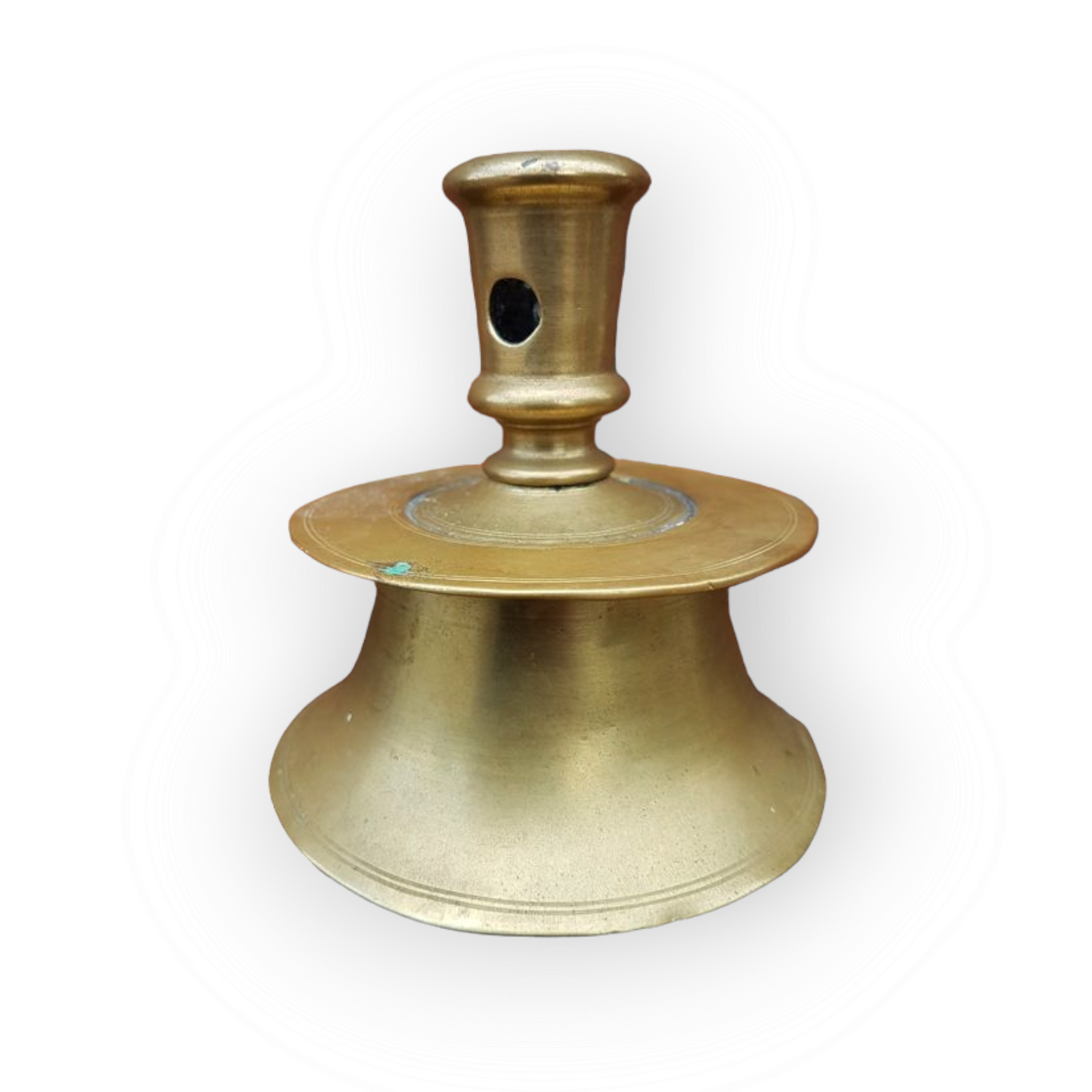 16th Century English Antique Brass Capstan Candlestick or Bell Base Candlestick, Circa 1550-80