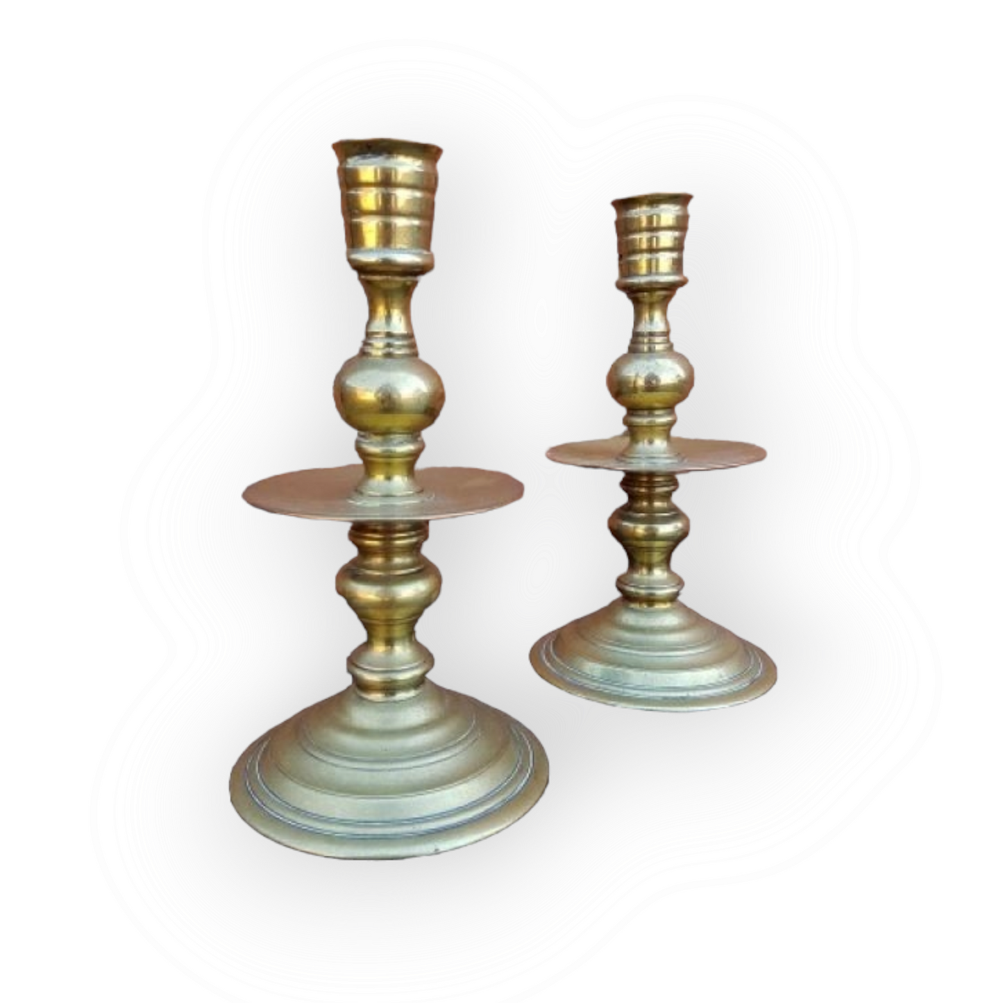 Pair of 17th Century Antique Brass Heemskirk Candlesticks