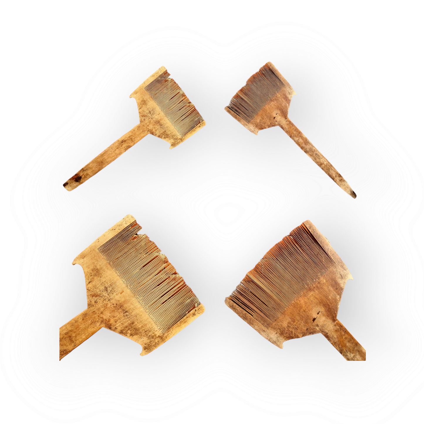 Rare Large Pair of Late 18th Century Primitive French Antique Treen Flax Combs or Heckling Combs