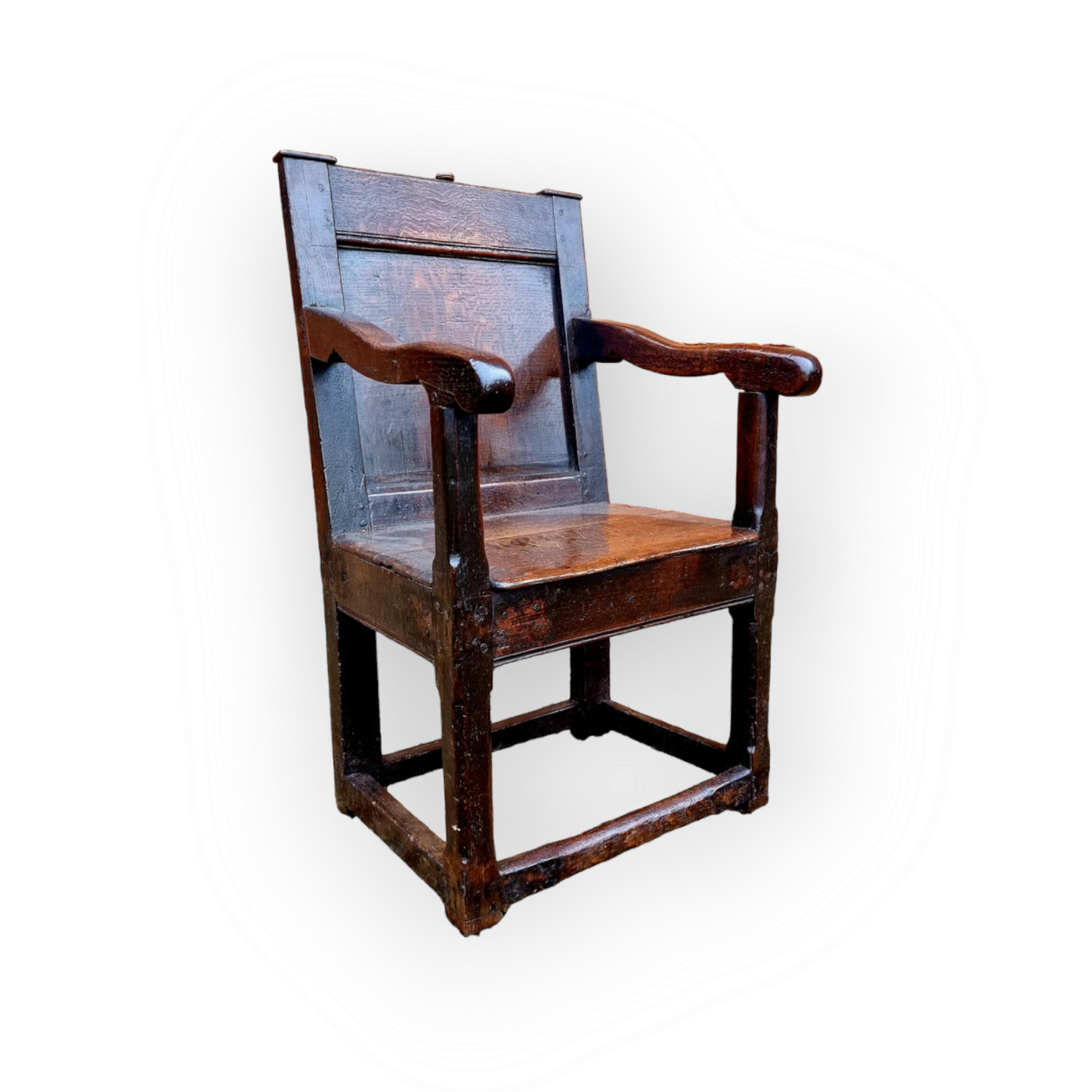17th Century English Antique Oak Wainscot Armchair