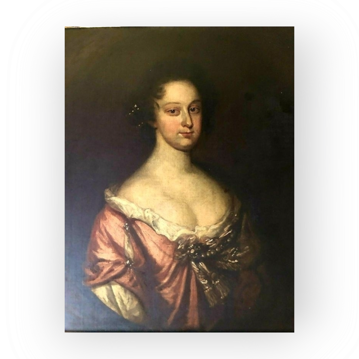 A Late 17th Century English School Antique Oil Portrait Painting of an Aristocratic Lady
