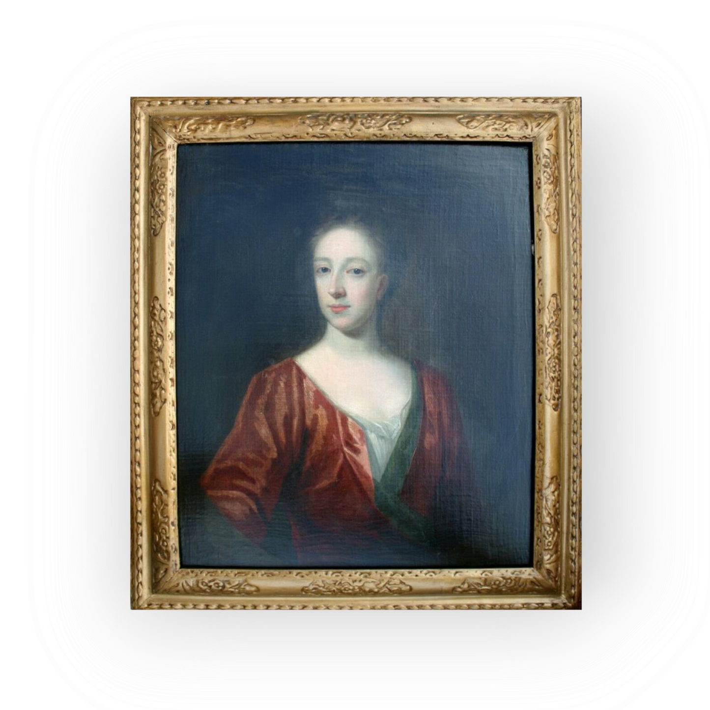 Previously Sold by Victor Needham Ltd - Follower of Sir Godfrey Kneller (1646-1723), An Early 18th Century English School Antique Oil on Canvas Portrait of a Lady Dated 1713