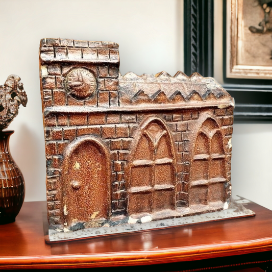 Large Mid-19th Century English Antique Folk Art Salt-glazed Money Box in the form of a Church
