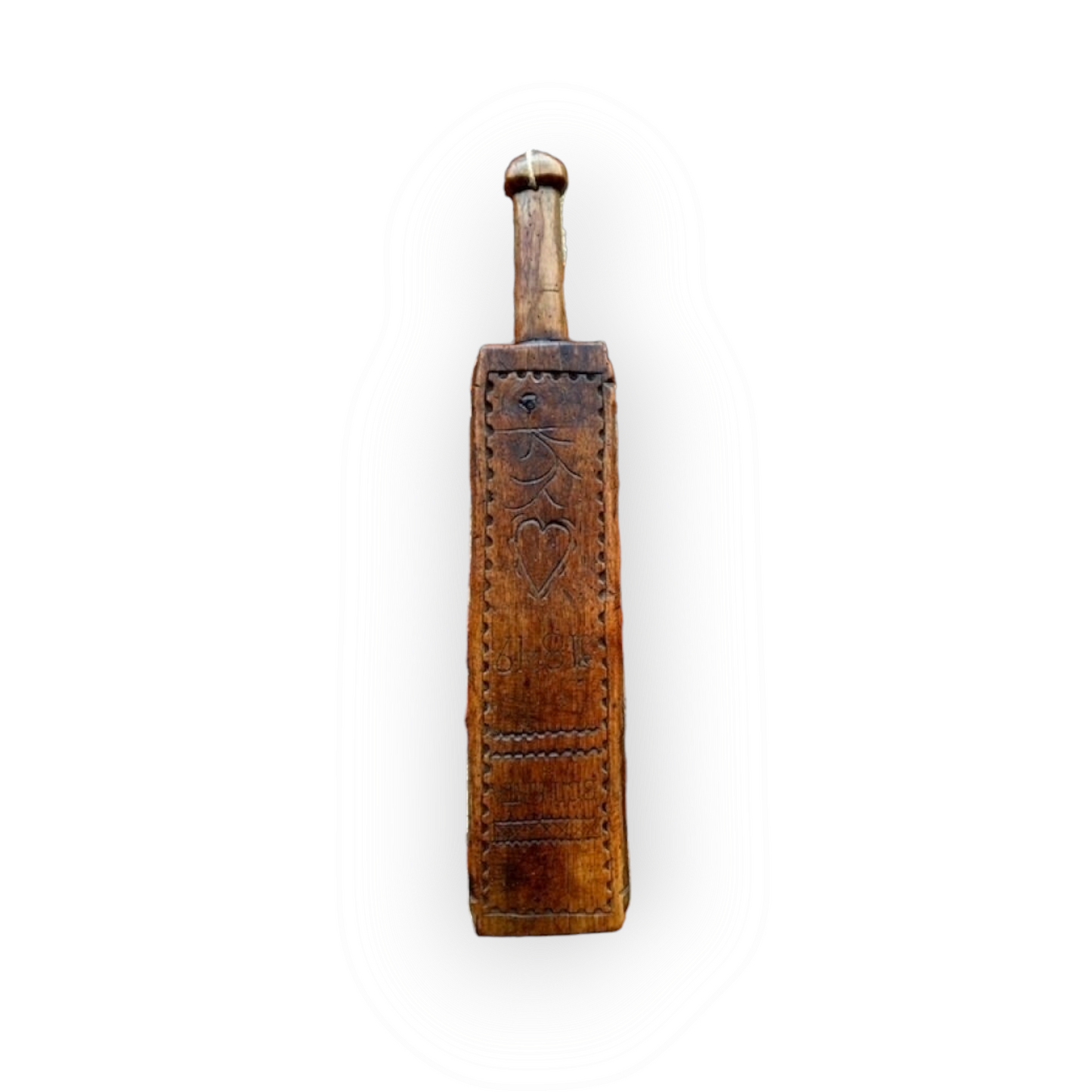 Mid 19th Century Scandinavian Antique Treen Laundry Bat / Love Token Dated 1849