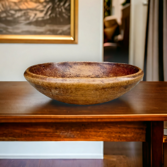 18th Century English Antique Birchwood Dairy Bowl