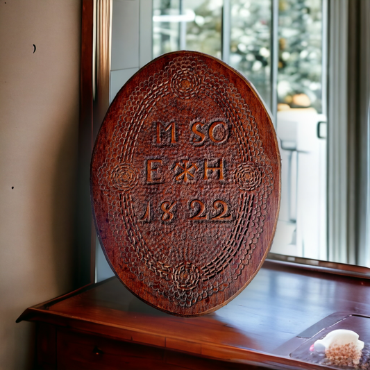 Early 19th Century Antique Carved Oak Vintners Panel Dated 1822