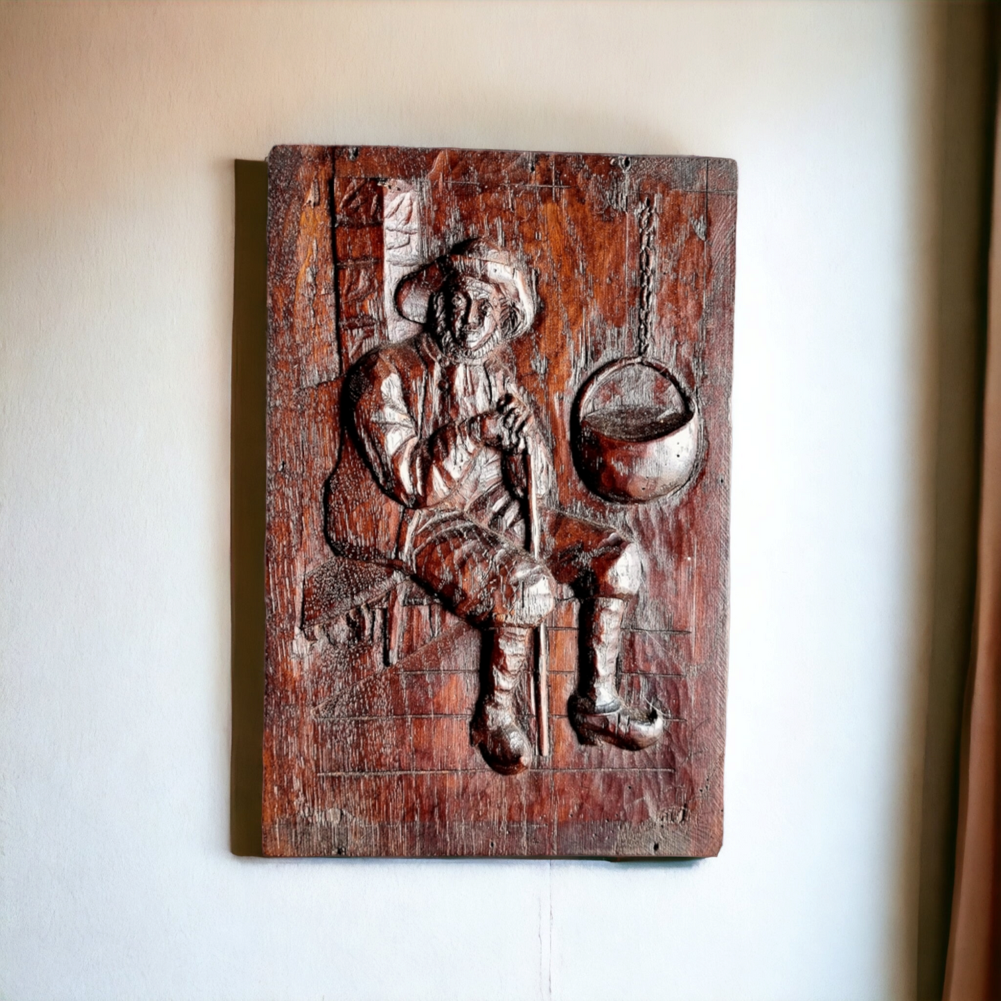 19th Century Dutch Antique Carved Oak Panel