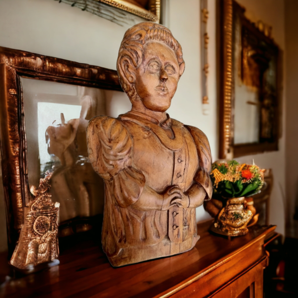 19th Century Flemish Antique Fruitwood Appliqué – Folk Art Female Figure