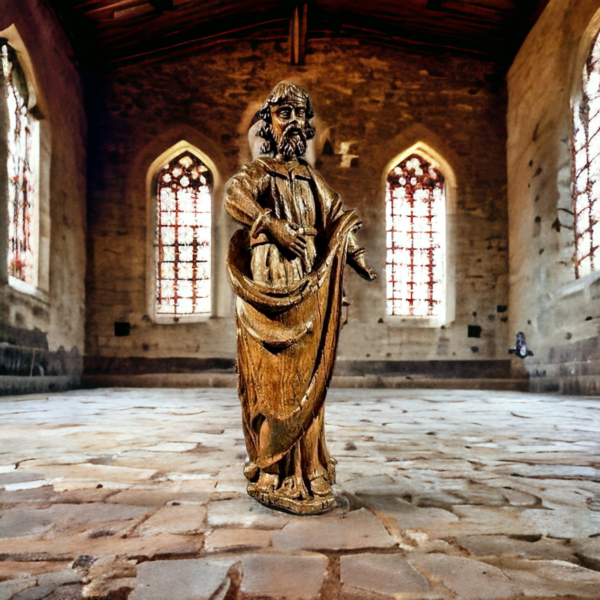 17th Century French Carved Oak Apostle – Antique Religious Sculpture
