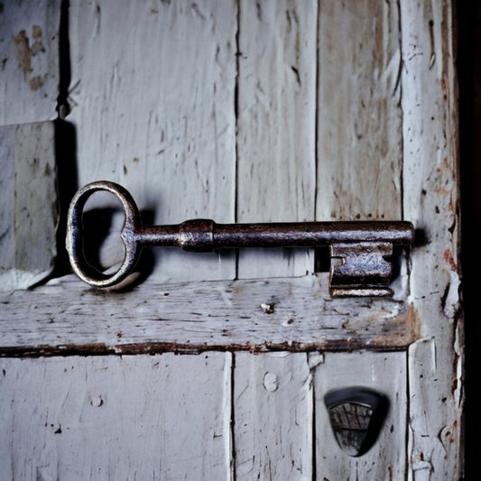 18th Century Antique Iron Skeleton Key – Large English Door Key