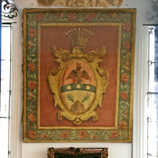 Large Italian Antique Coat of Arms – Late 18th / Early 19th Century Oil on Canvas