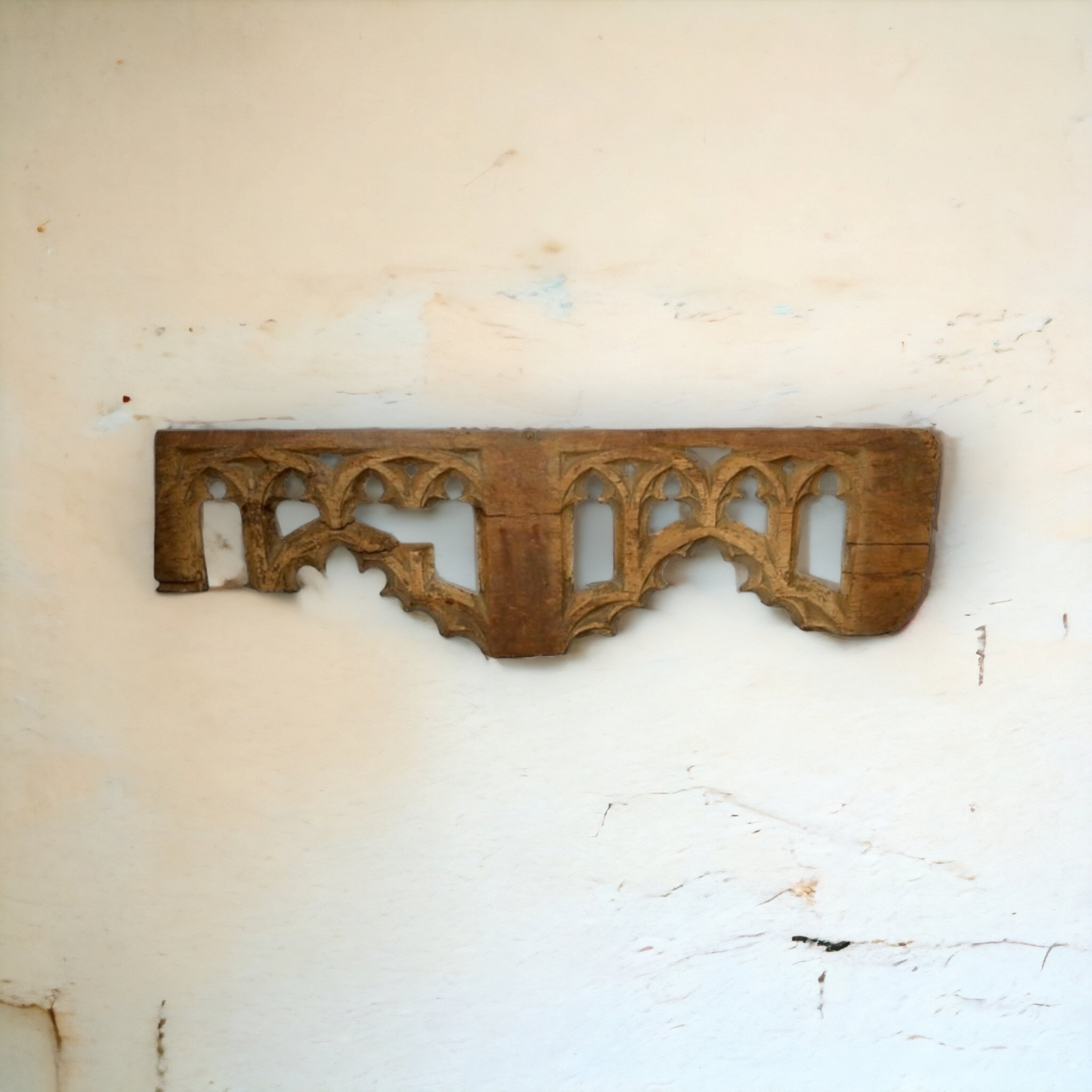 Large 15thC English Antique Carved Oak Gothic Tracery Fragment, Attributed to East Anglia, England, circa 1440-1480