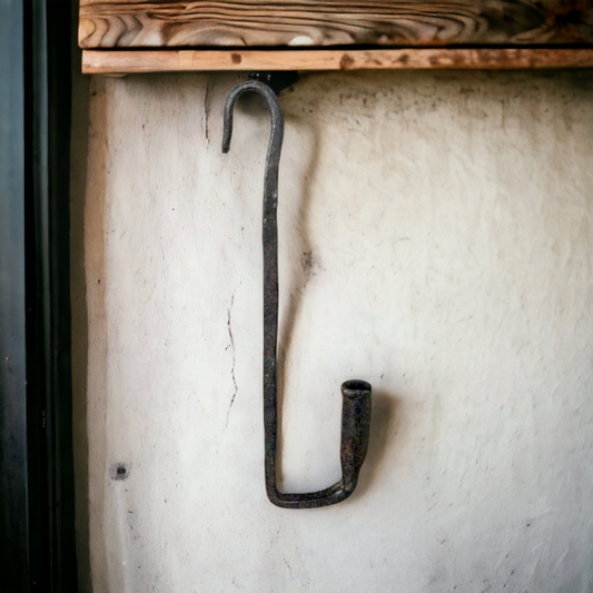 18th Century English Antique Iron Hanging Loom Light Candlestick – Primitive Lighting Form