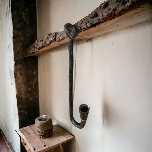 18th Century English Antique Iron Hanging Loom Light / Candlestick