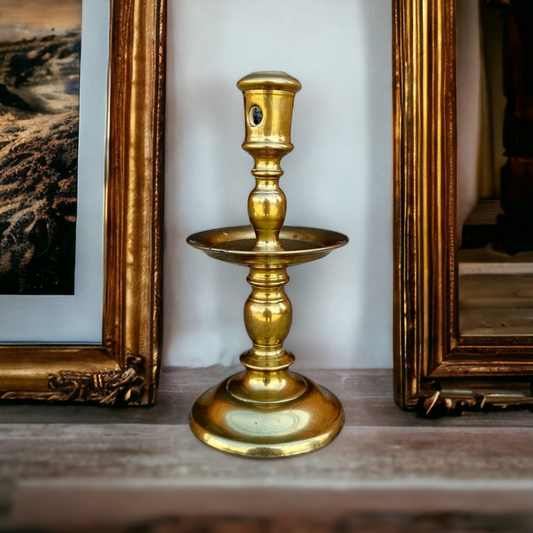 Mid 17th Century Dutch Antique Brass Heemskirk Candlestick