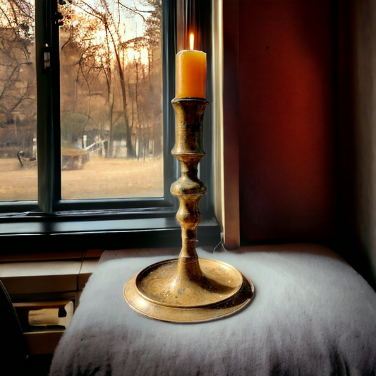 Late 16th Century Antique Brass Candlestick Of Large Proportions