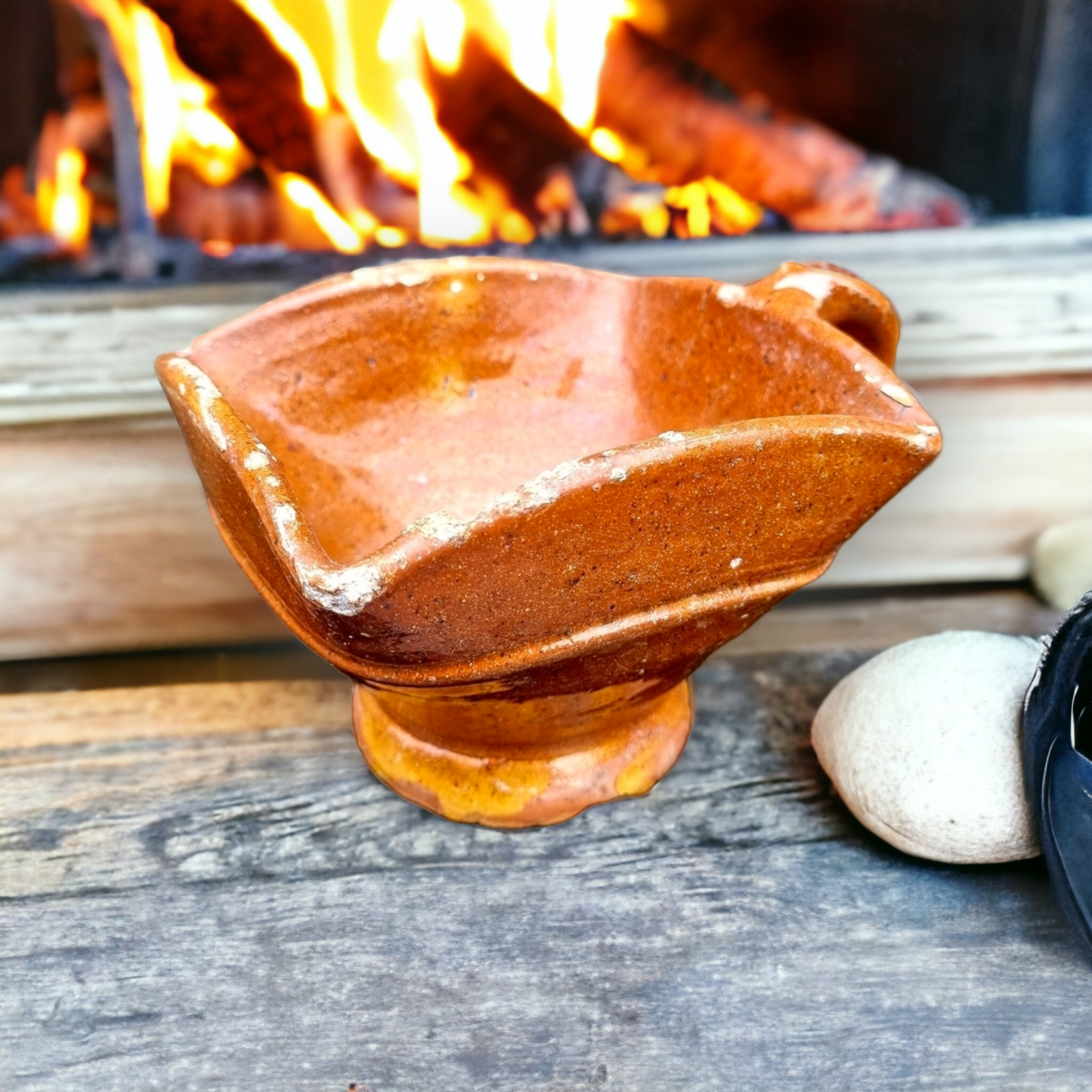 Mid 18thC Dutch Antique Earthenware Hand Warmer