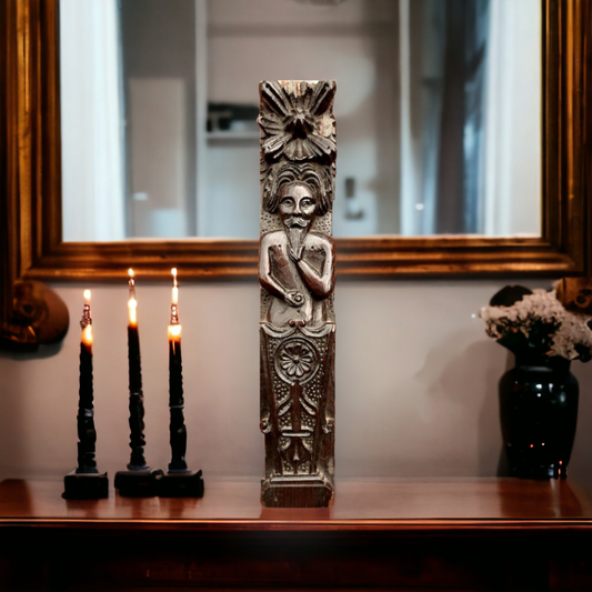 Late 16th Century English Antique Carved Oak Term / Carved Oak Panel