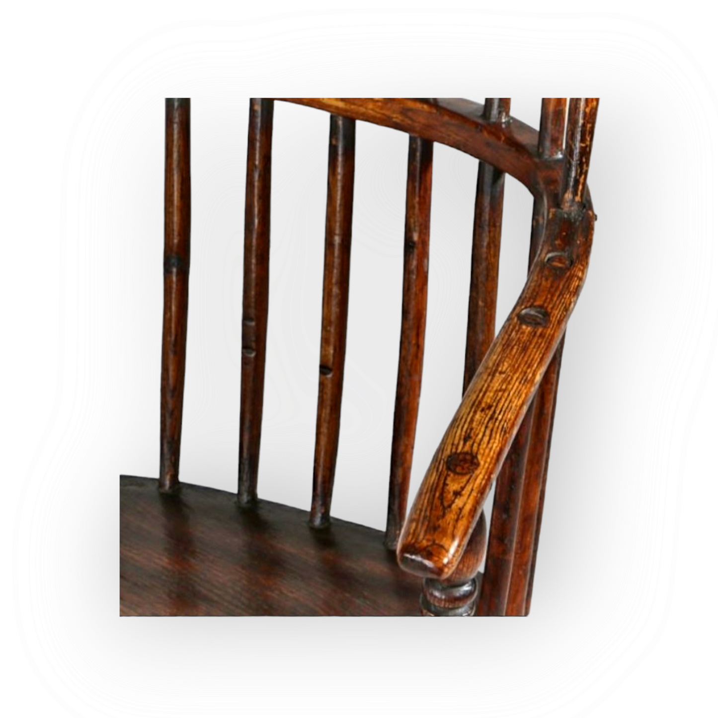 An Early 19th Century George III Period English Antique Ash & Elm Bow Back Windsor Armchair