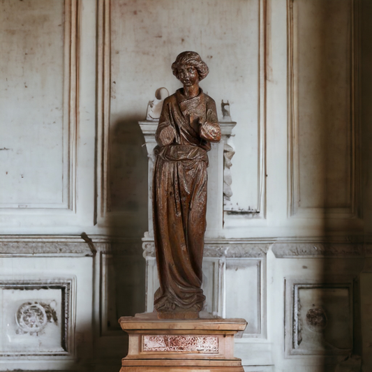A 15th Century English Antique Carved Oak Figure of The Archangel Gabriel, circa 1480