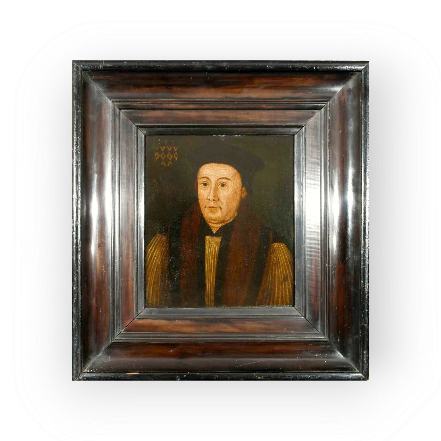 16th Century English School Antique Oil on Wood Panel Portrait of William Waynflete (B.1398 - D.1486)