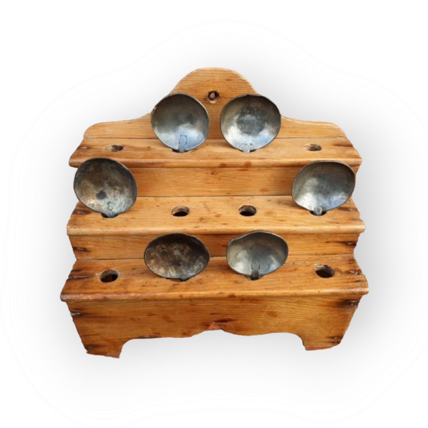 19th Century Welsh Antique Pine Stepped Spoon Rack