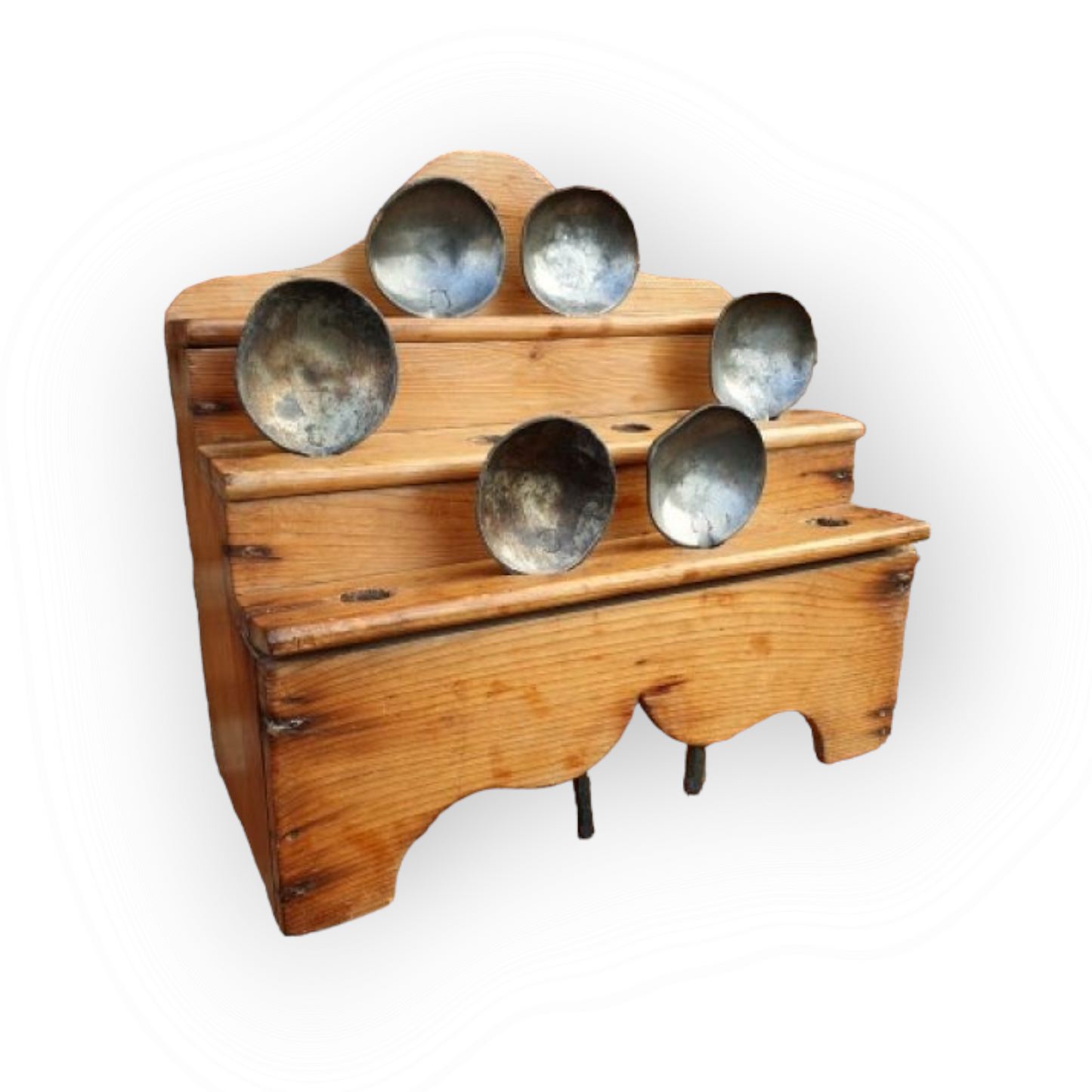 19th Century Welsh Antique Pine Stepped Spoon Rack