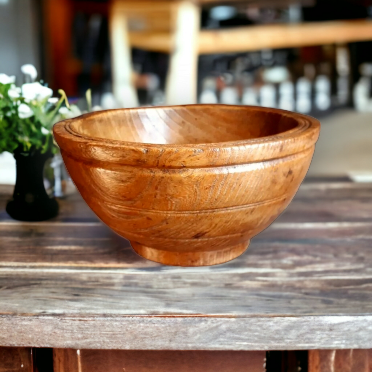 19thC English Antique Elm Food Serving Bowl