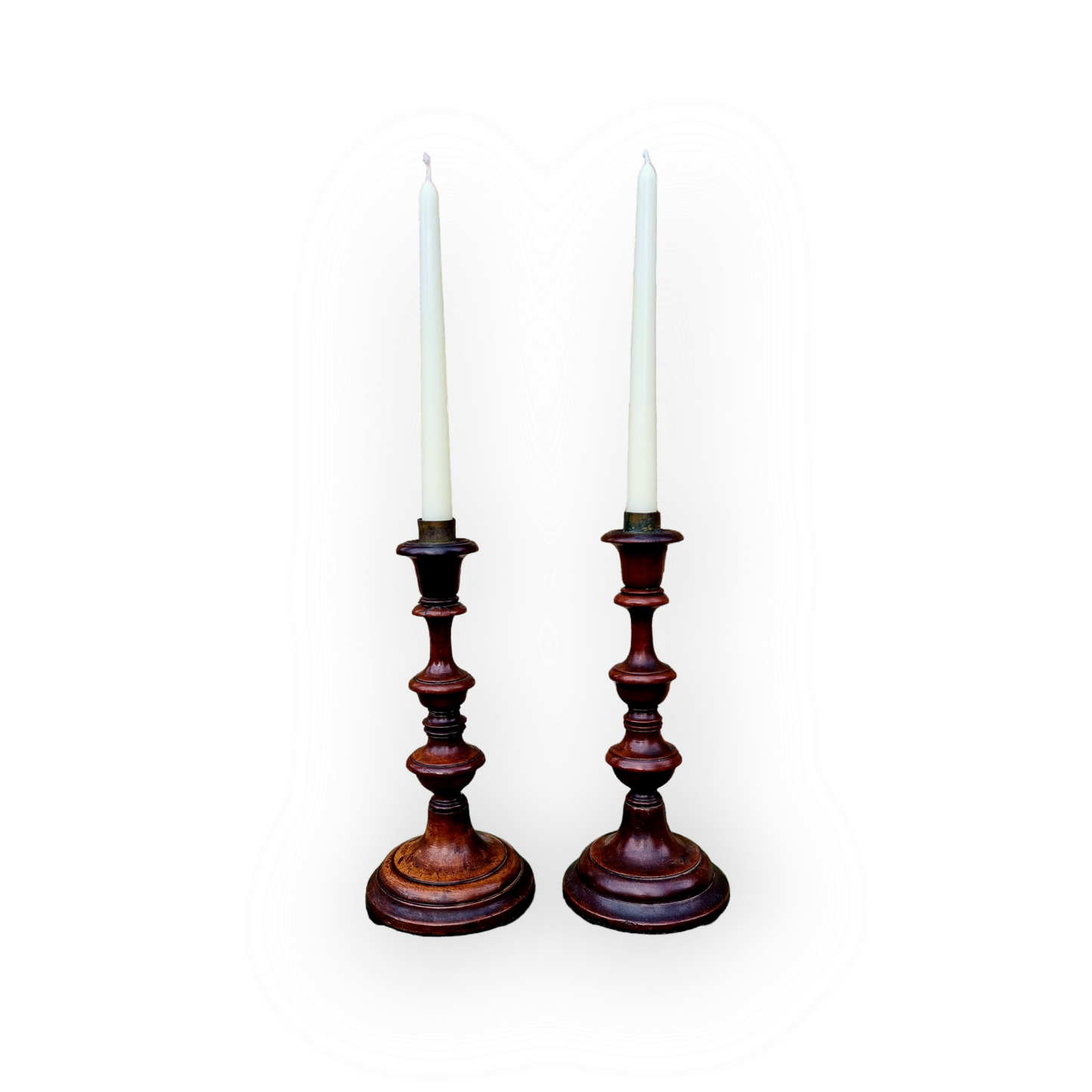 Pair of Mid-19th Century English Antique Treen Candlesticks