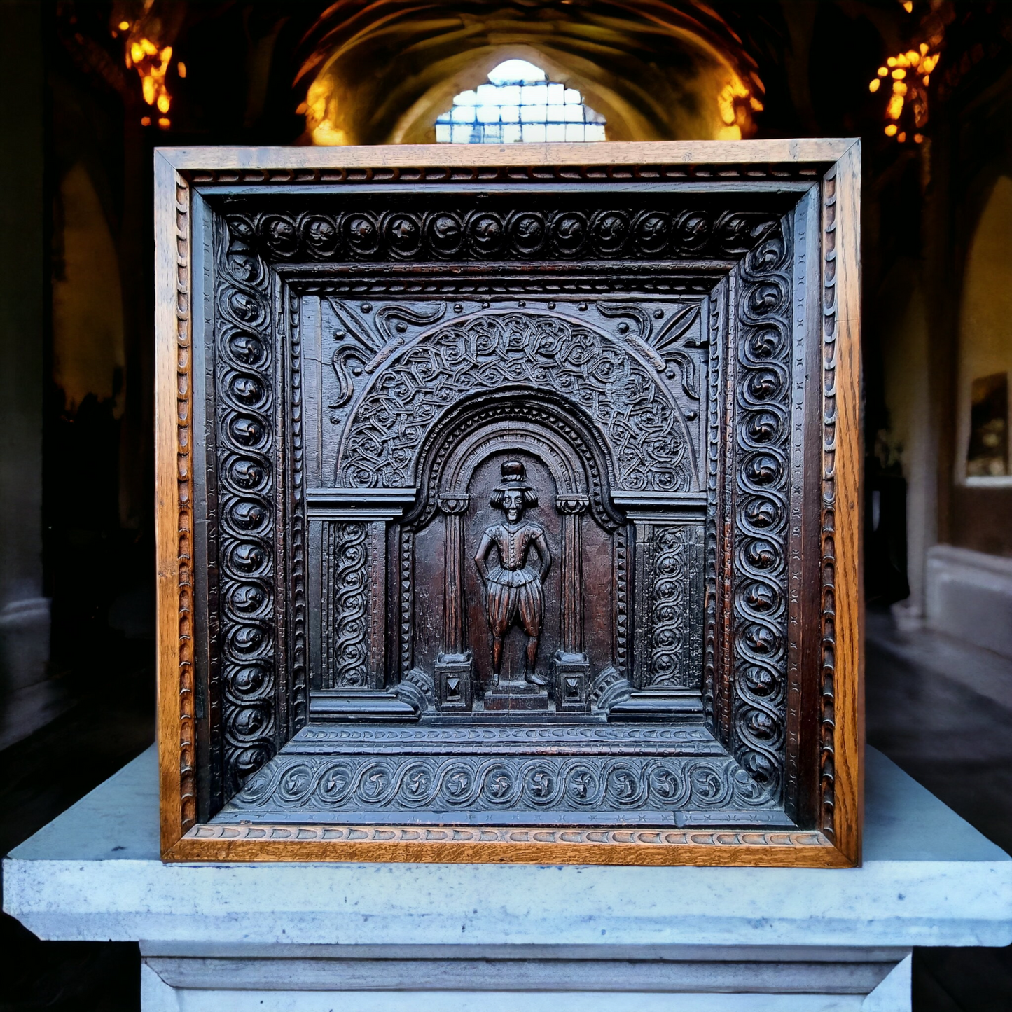 A Very Large Early 17thC Jacobean Period English Antique Carved Oak Panel