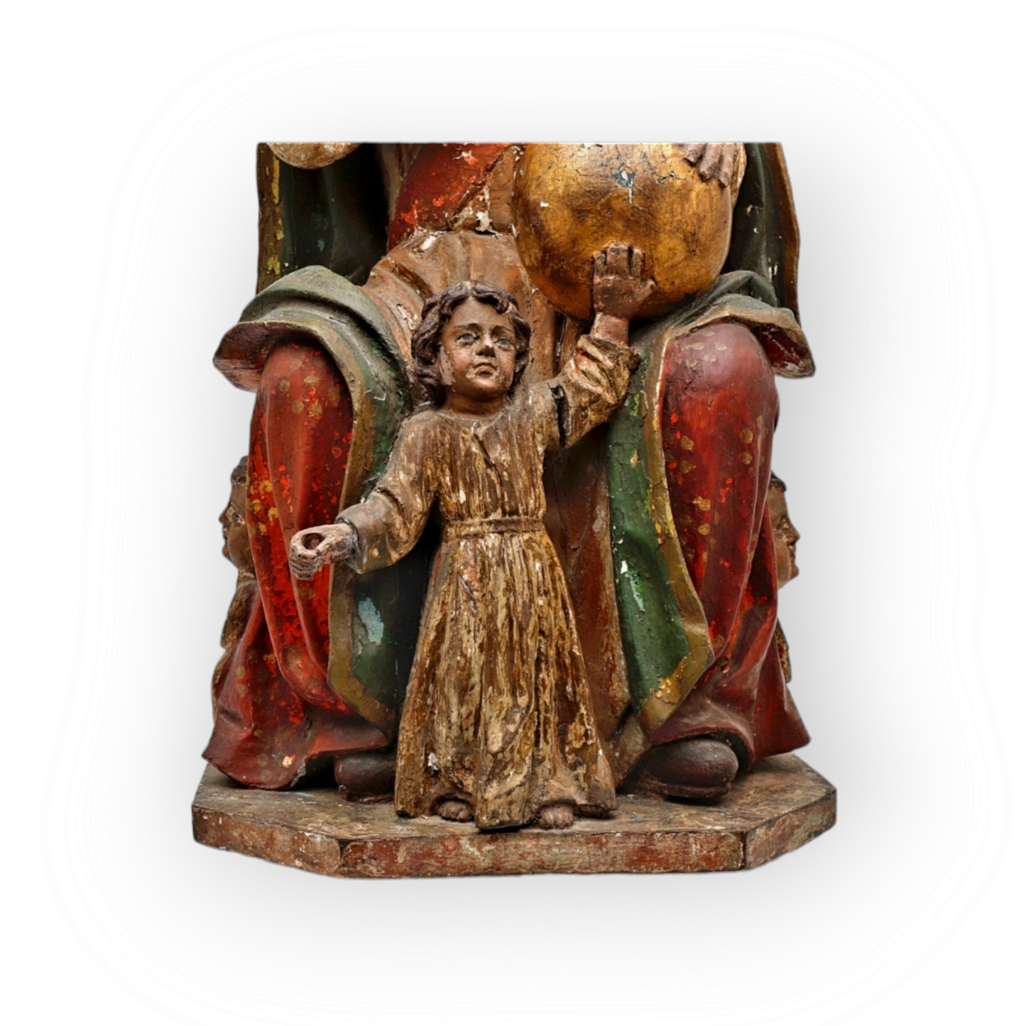 A Large 17thC Spanish Antique Carved Wood Sculpture Of God The Father