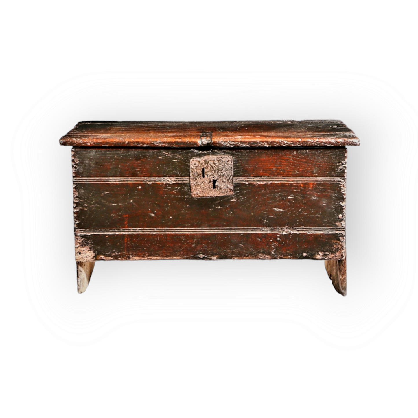 An Early 17th-century Elizabeth I /James I Welsh Antique Oak Boarded Chest or Coffer, circa 1600-1620