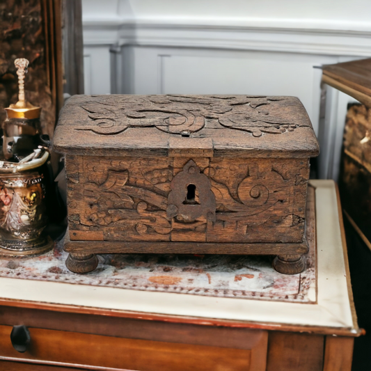 Late 16thC Scandinavian Antique Oak Table-Top Box