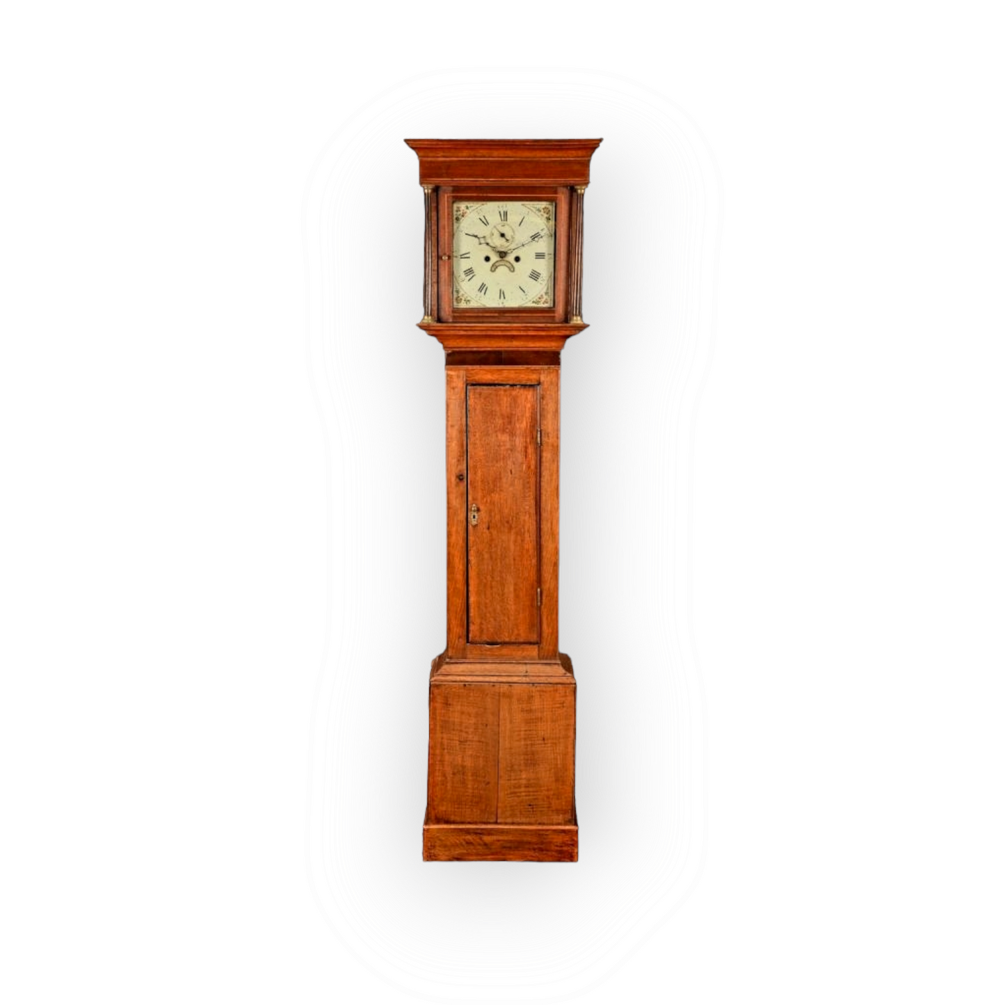 Late 18th Century George III Period English Antique Oak Longcase Clock of 8 Day Duration, Circa 1790-1800