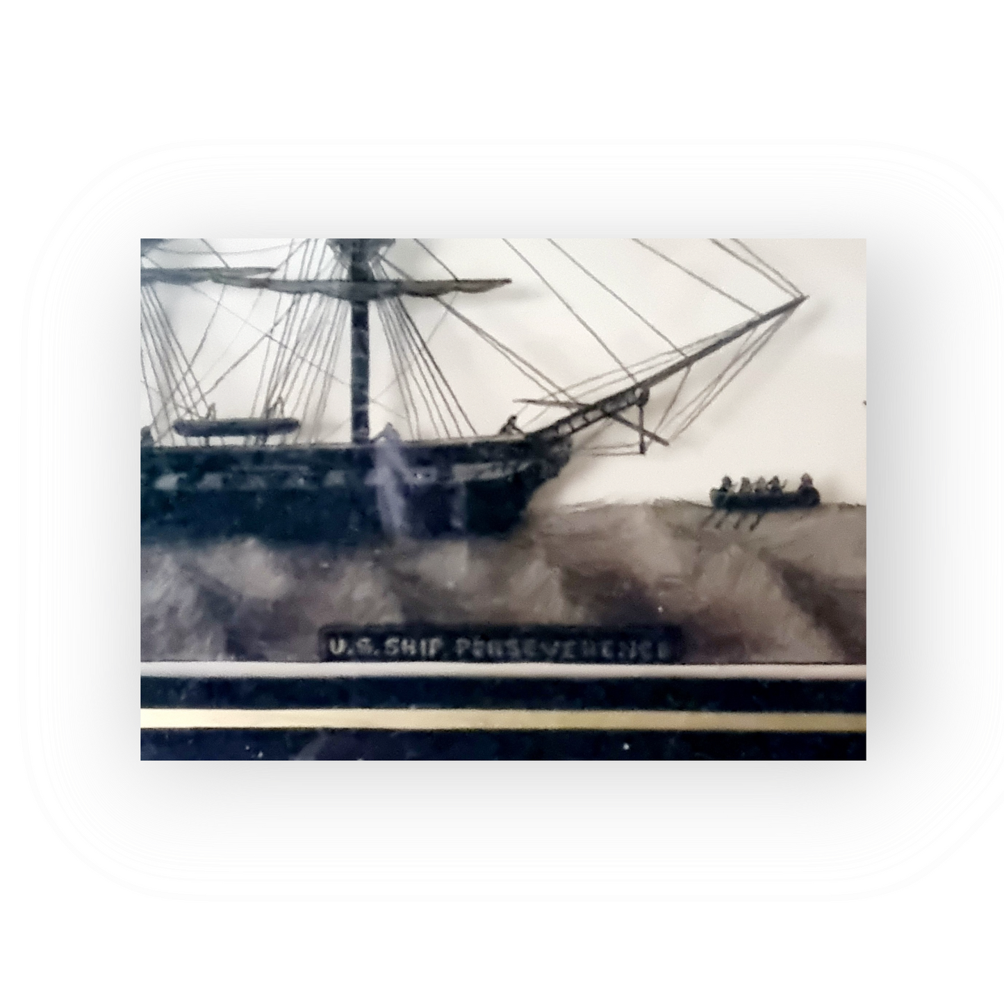 A Fine Pair of Late 18th Century American Nautical Antique Reverse Paint on Glass Silhouette Pictures of US "Perseverence" & USS "Constitution", circa 1797