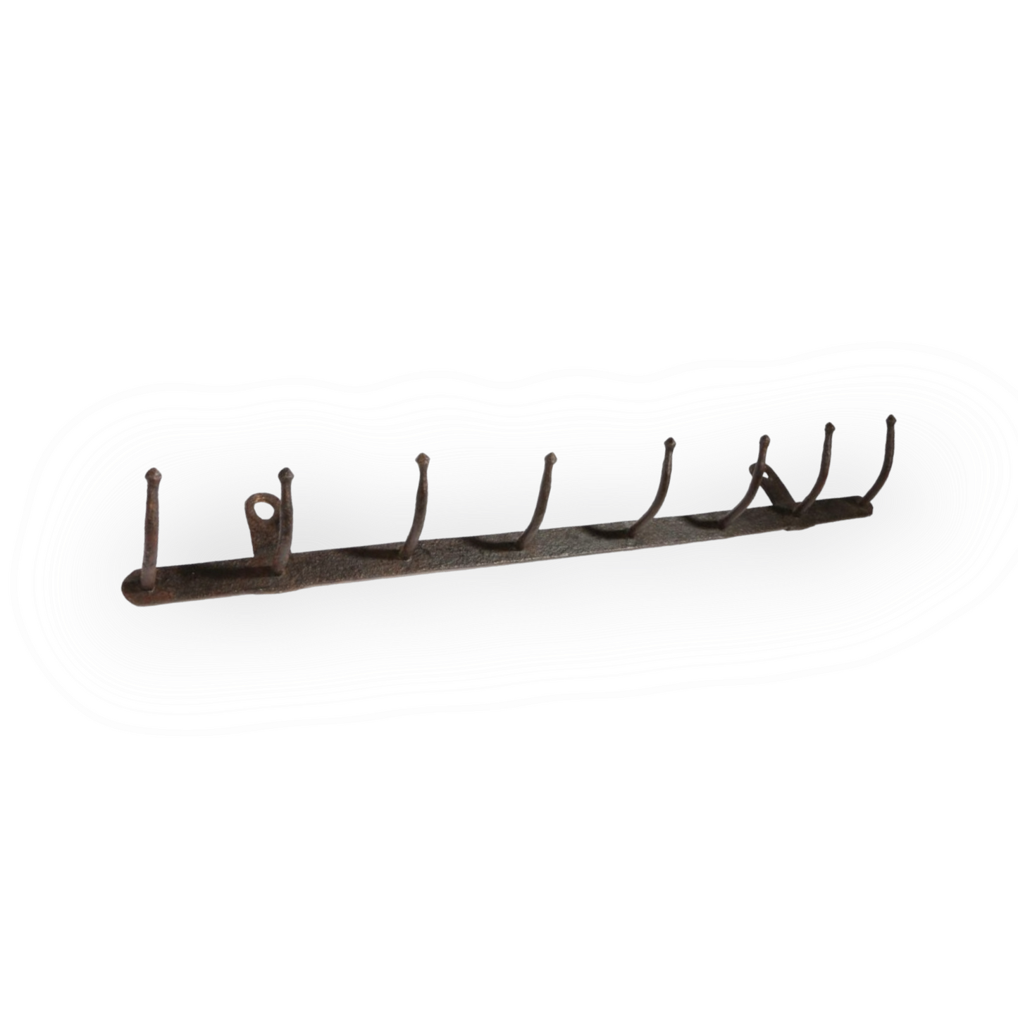 18th Century English Antique Blacksmith-made Wought Iron Hook Rack