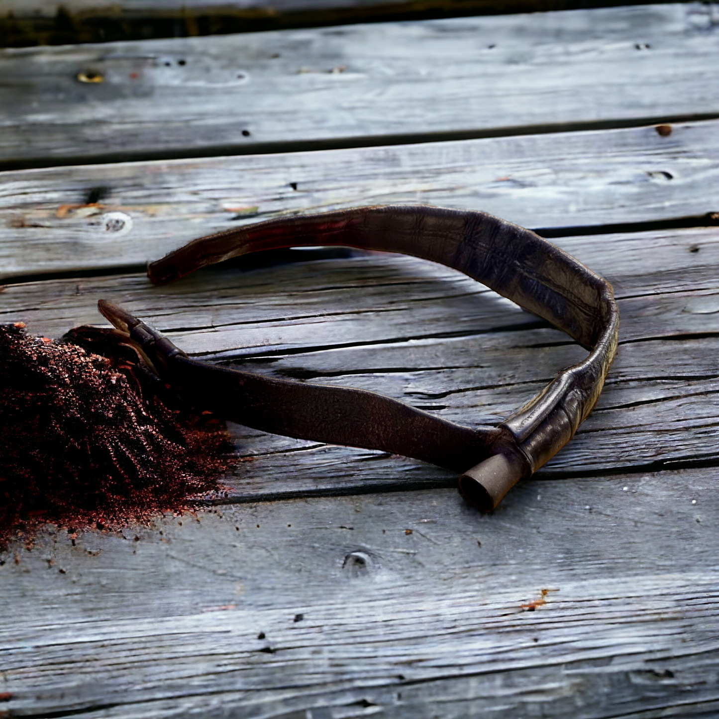 Rare 18thC Antique Leather Shot Flask Belt