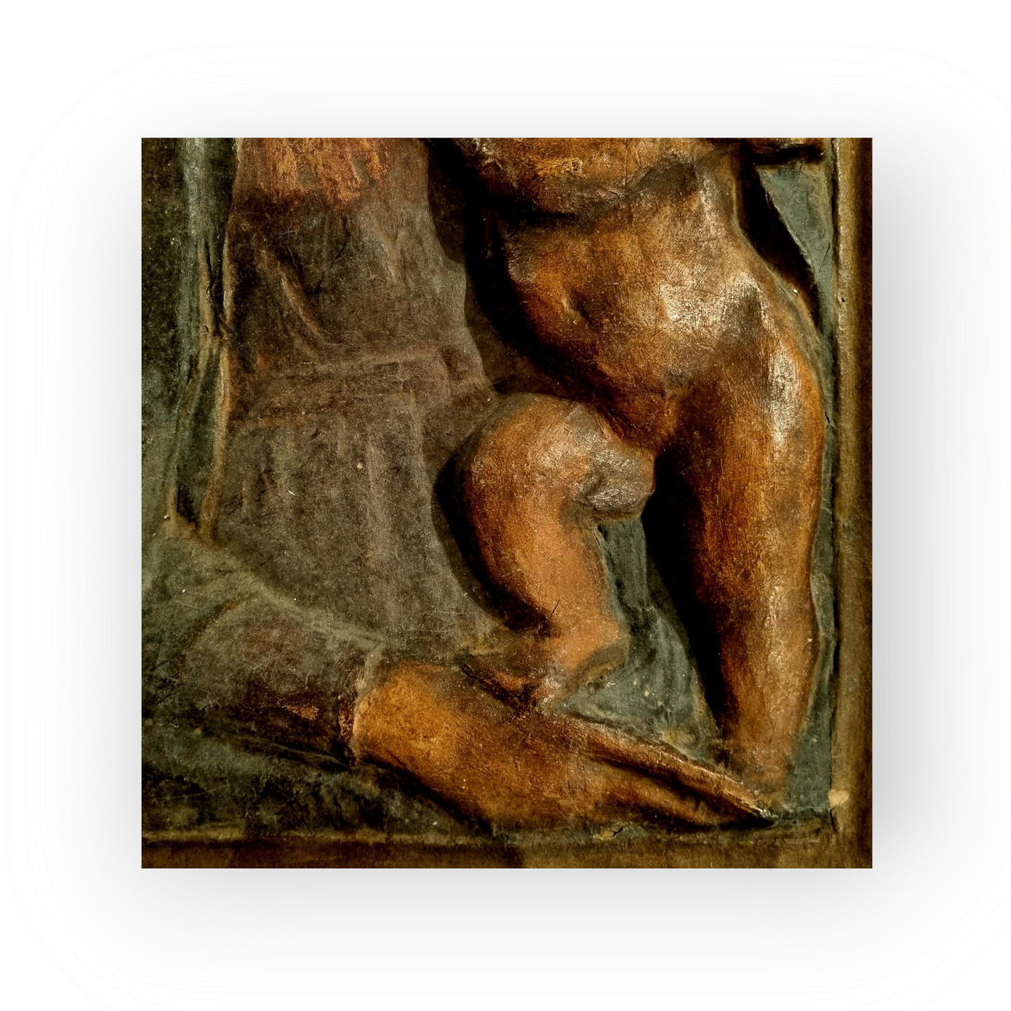 Early 18th Century Italian Antique Cartapesta Panel Of The Virgin & Child