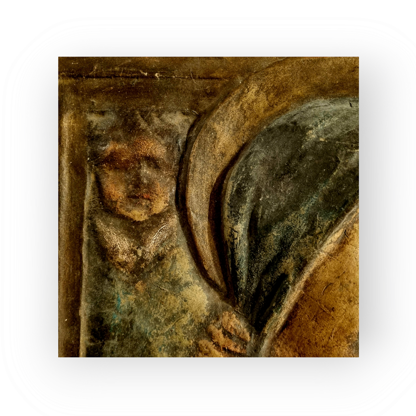 Early 18th Century Italian Antique Cartapesta Panel Of The Virgin & Child