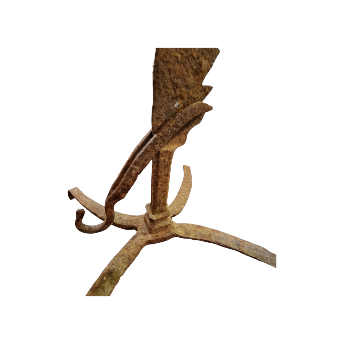 An Unusual 18th Century Welsh Antique Blacksmith-Made Wrought Iron Rise-and-Fall Fireside / Down Hearth Spit Stand