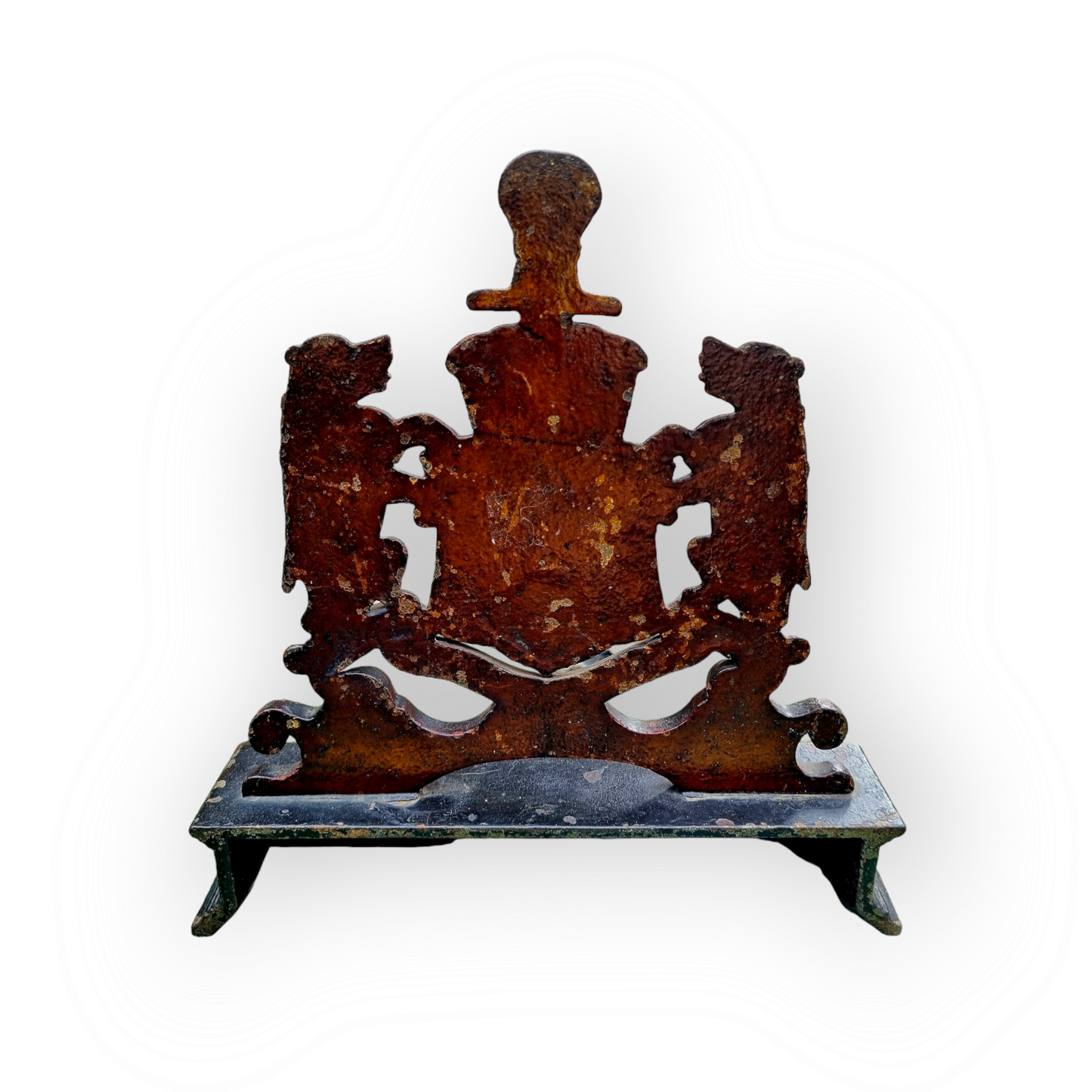 19th Century English Antique Cast Iron Armorial Door Stop or Door Porter