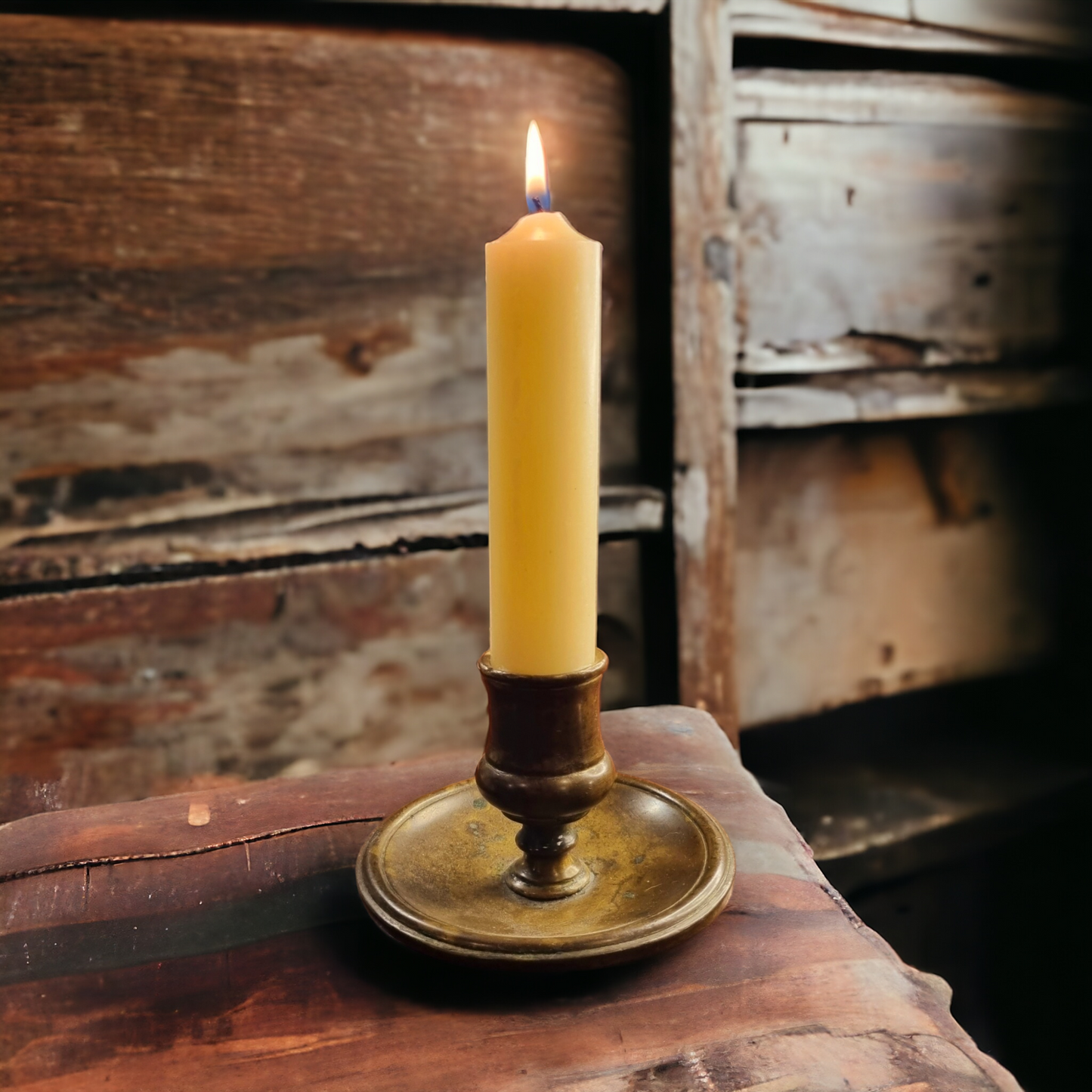 17th Century Antique Brass Lantern Candlestick