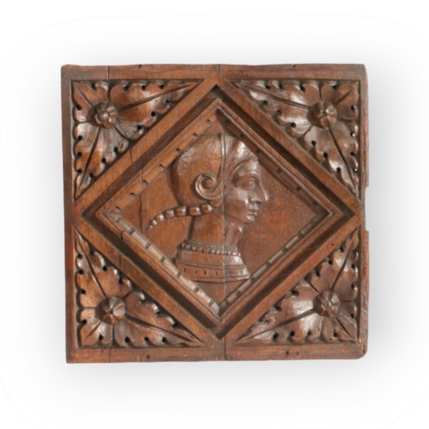 A Pair of 16th Century, Henry VIII Period, English Antique Carved Oak Romayne-Type Portrait Panels, circa 1530