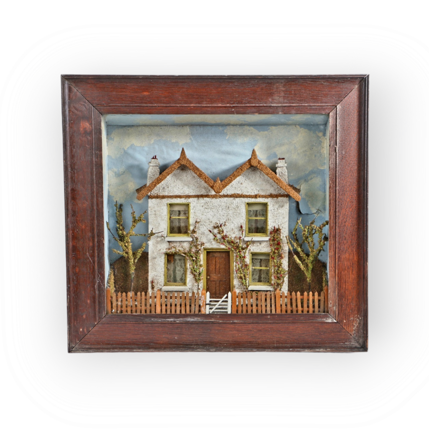 A 19th Century English Antique Folk Art Cased Diorama, Depicting a House, circa 1870