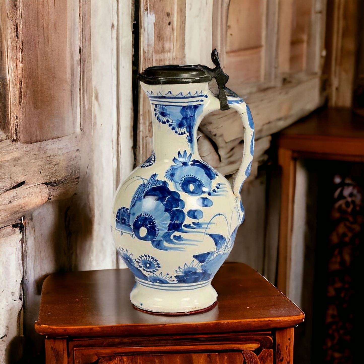 17th Century Dutch Antique Delftware Jug / Ewer, Circa 1660-1680