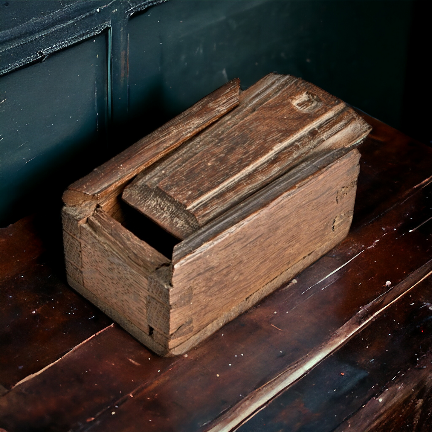 Diminutive Early 18thC Antique Oak Tinder Box