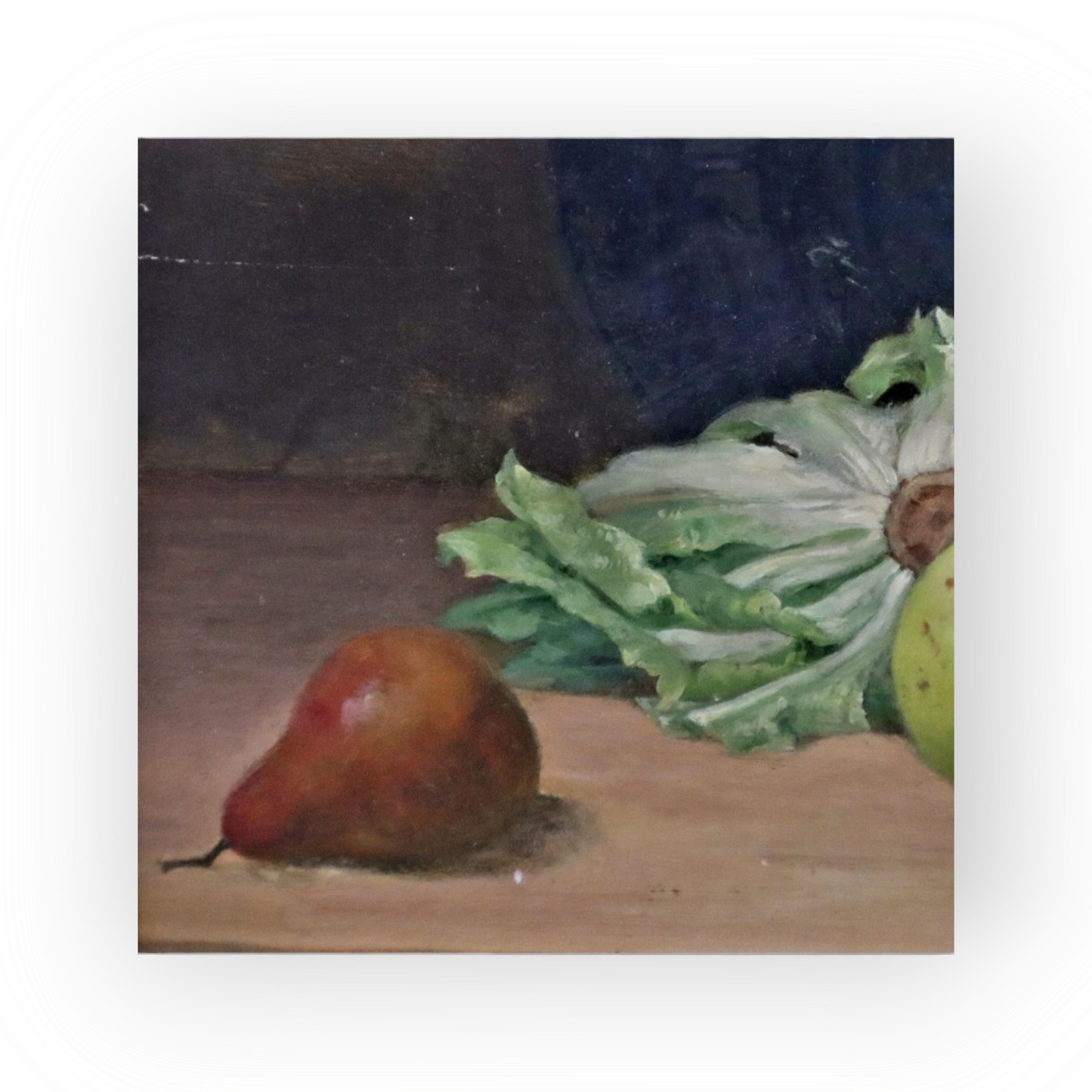Stolen from our shop! 19th Century Flemish School Antique Still Life Oil Painting With Fruit, Vegetables, 16thC Raeren Stoneware Jug and Delftware Plate